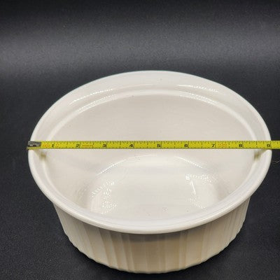 Corning Ware White Casserole Stoneware w/ Pyrex Glass Lid Baking Dish 2 Qt 1.9 L