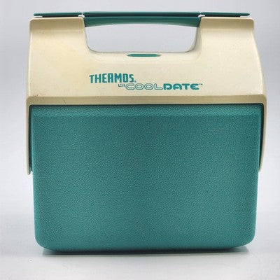 Thermos 7707 Cool Date 7 Quart Split Lid Lunchbox Green White Cooler 11"x8"