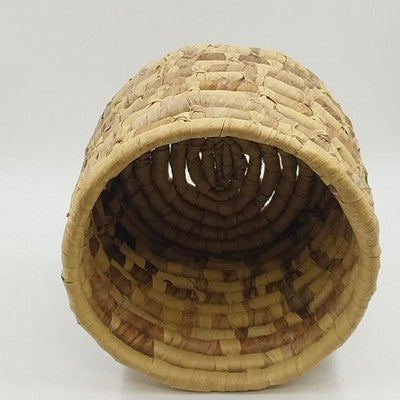 Woven Maize Corn Husk Reed Round Basket Planter Hand Made Craft 12"x11"