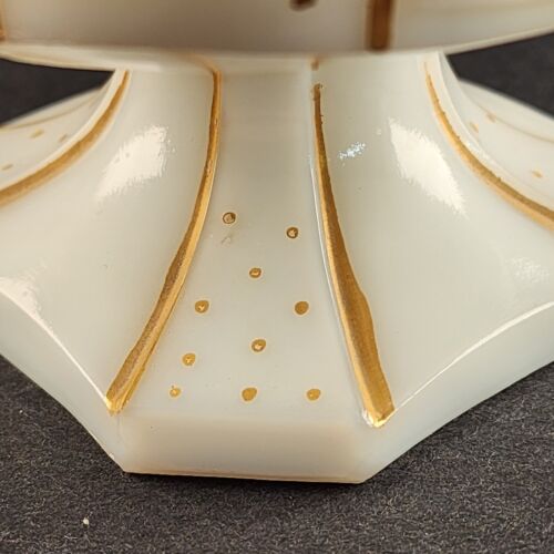 Milk Glass Wedding Box Candy Dish Pedestal Compote w Lid Gold Decorations Roses