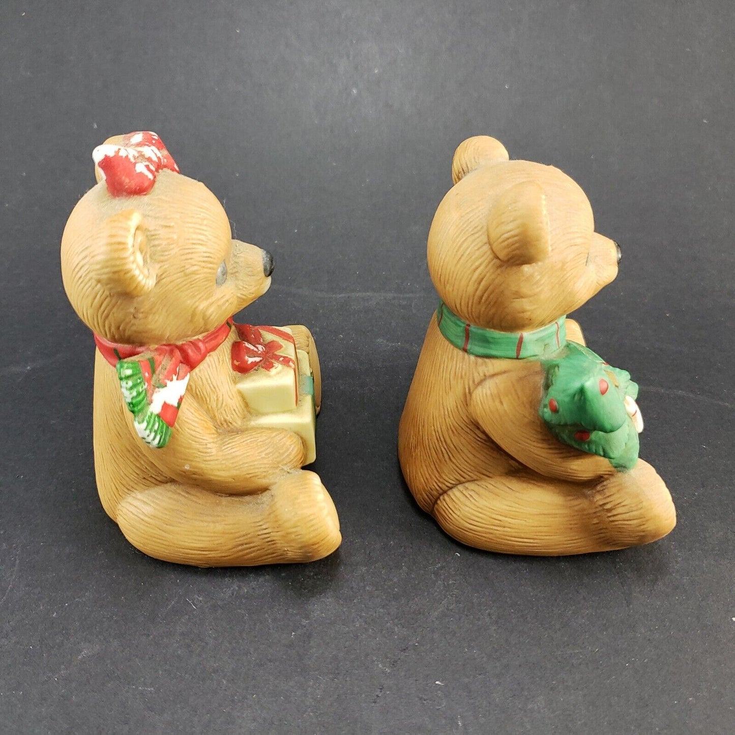 Vintage Homco 5104 Christmas Bears Porcelain Boy & Girl Figurines 4" Tall Taiwan