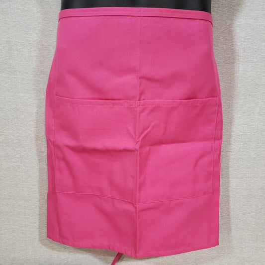 Fame Fabrics Raspberry Half Bistro Waist Server Apron F28 – 3 Pockets 19"x28"