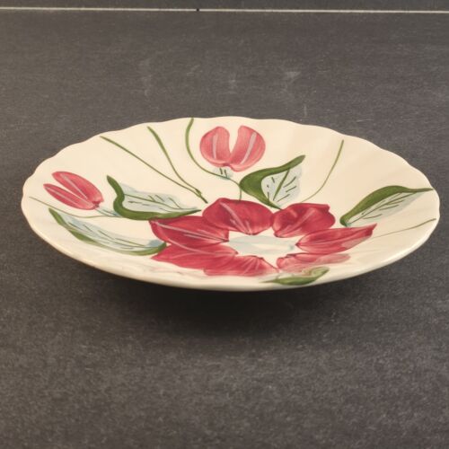 Southern Potteries Blue Ridge Snack Plate Hand Painted 6" Poinsettia Design