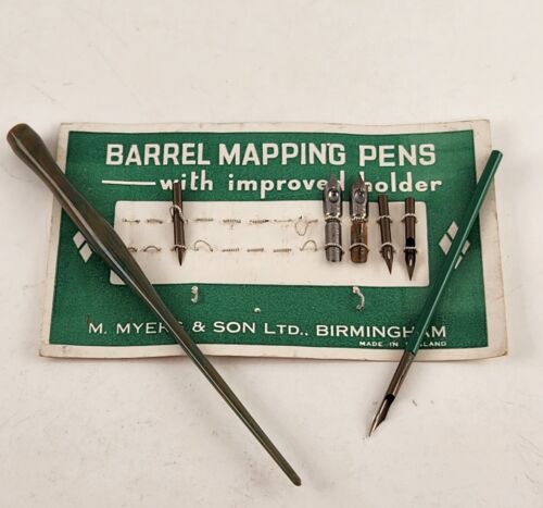 Barrel Fountain Mapping Pen Tips on Original Card Includes 2 Pen Handles