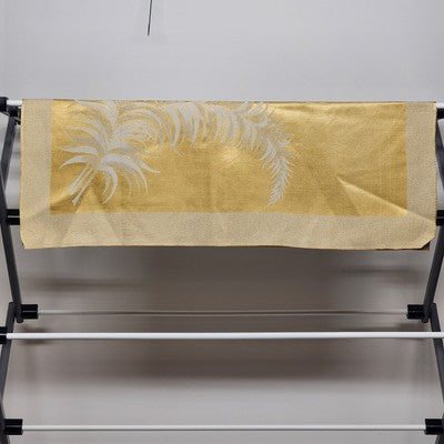 Gold & Beige Damask Brocade Leaf Reversible Table Runner – 24″ × 17″ - Formal Dining