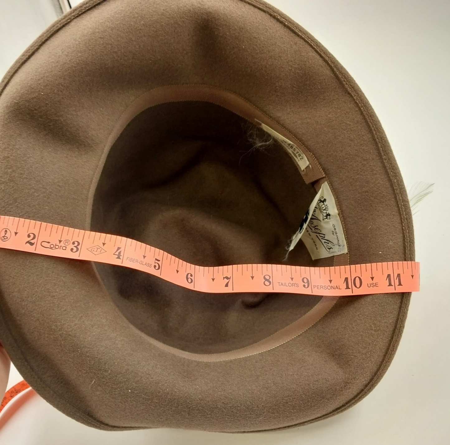 Mr Josephs Original Brown Fedora Felt Coche Hat w Multicolor Feathers New York