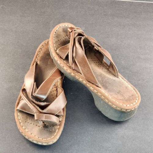 Women's Rugged Outback Vintage Brown Leather Open Toe Sandal Size 6½