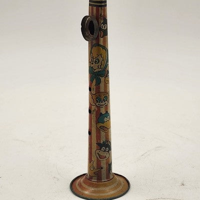 Metal Tin Lithographed Horn Vintage Kazoo 6.75"x2" with Comic Animal Characters