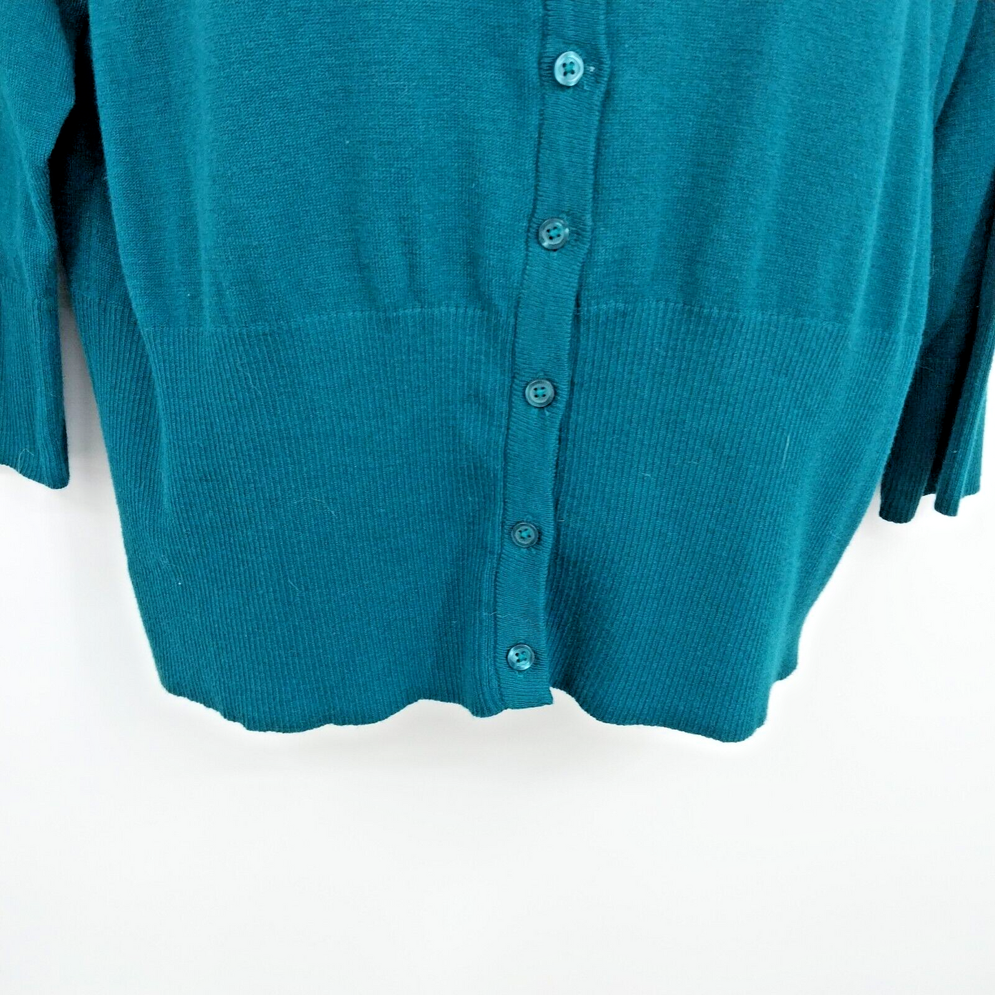 Elle Women's Turquoise XL Cardigan Ruffle Floral Button-Up Stretch Long Sleeve