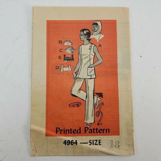 Printed Pattern 4964 Size 18 Vintage Mail Order Sewing Pattern 1973 Pantsuit Cut