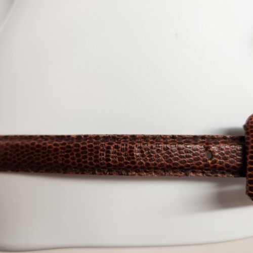 Woman's Brown Belt With Snakeskin Pattern And Brown Fabric Buckle 39"