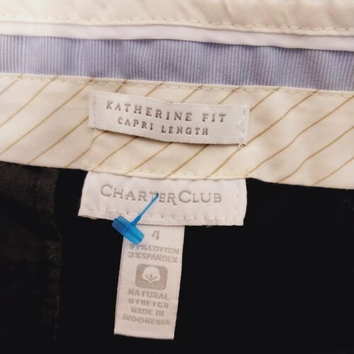 Charter Club Women's Black Capri Pants Size 4 Straight Leg Stretch Cotton Blend