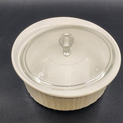 Corning Ware White Casserole Stoneware w/ Pyrex Glass Lid Baking Dish 2 Qt 1.9 L