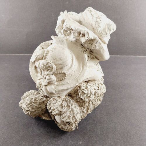 Mother and Baby Bears Wearing Hats Scarves Cuddling Concrete Sculpture 7"x7"x6"