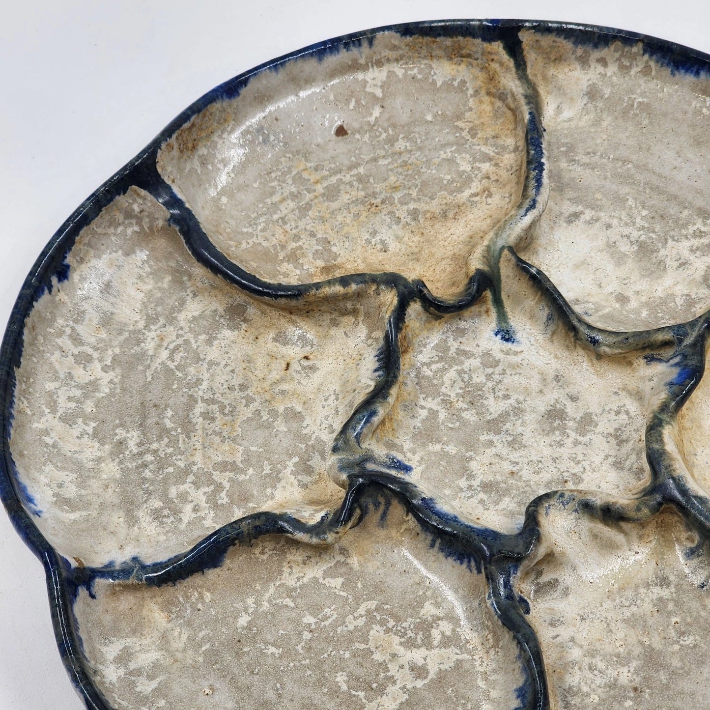Studio Art Pottery Oyster Artichoke Plate Stoneware Serving OOAK Country