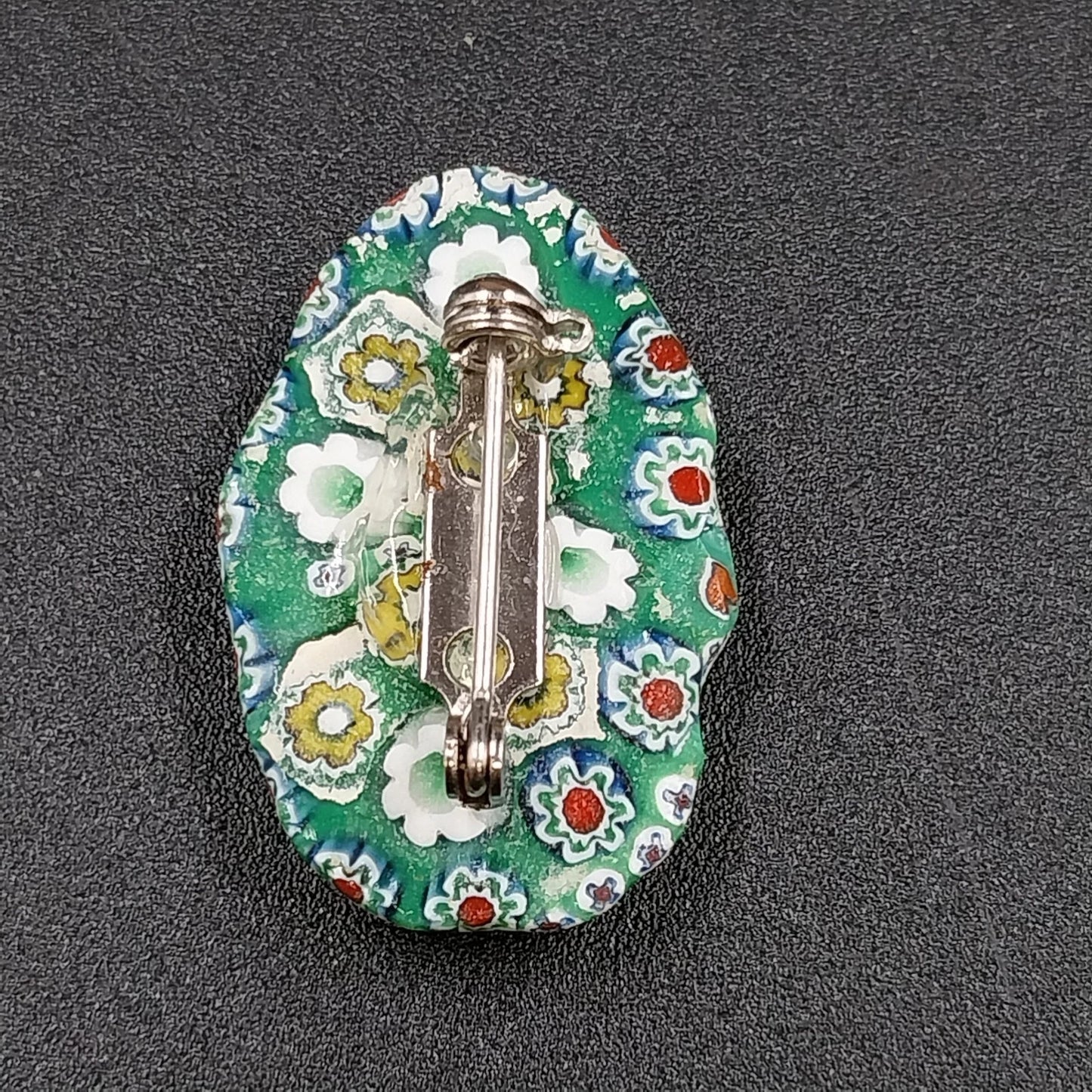 Murano Glass Style Floral Brooch Turquoise Oval Pin Brooch Multicolor Flower