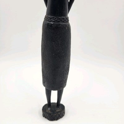 African Man Ashanti Asante Statue Sculpture Hand Carved Ebony Dark Ironwood 15"