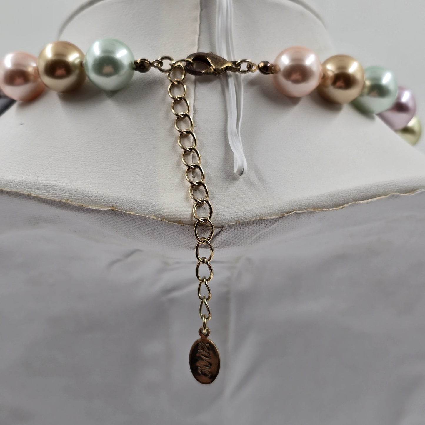 Kenneth Jay Lane Multicolor Faux Pearl Knotted Beads Necklace 9" 2009