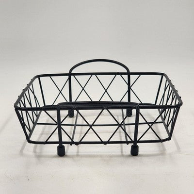 2 Casserole Serving Carriers Black Metal Wire Nesting with Handles 8.75" & 8"