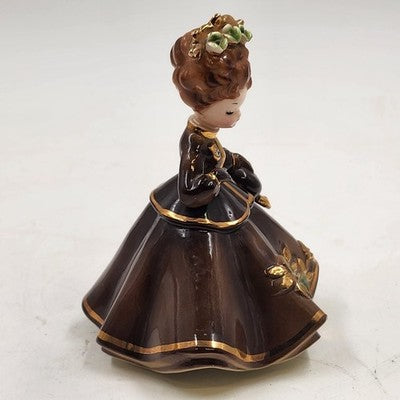 Lady in Brown Dress Josef Originals Porcelain Morning Noon & Night Series 5.5”