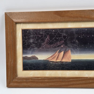 Set 2 Martin Wiscombe Lighthouse Print Wall Art Brown Frame Distressed 10.5x22.5
