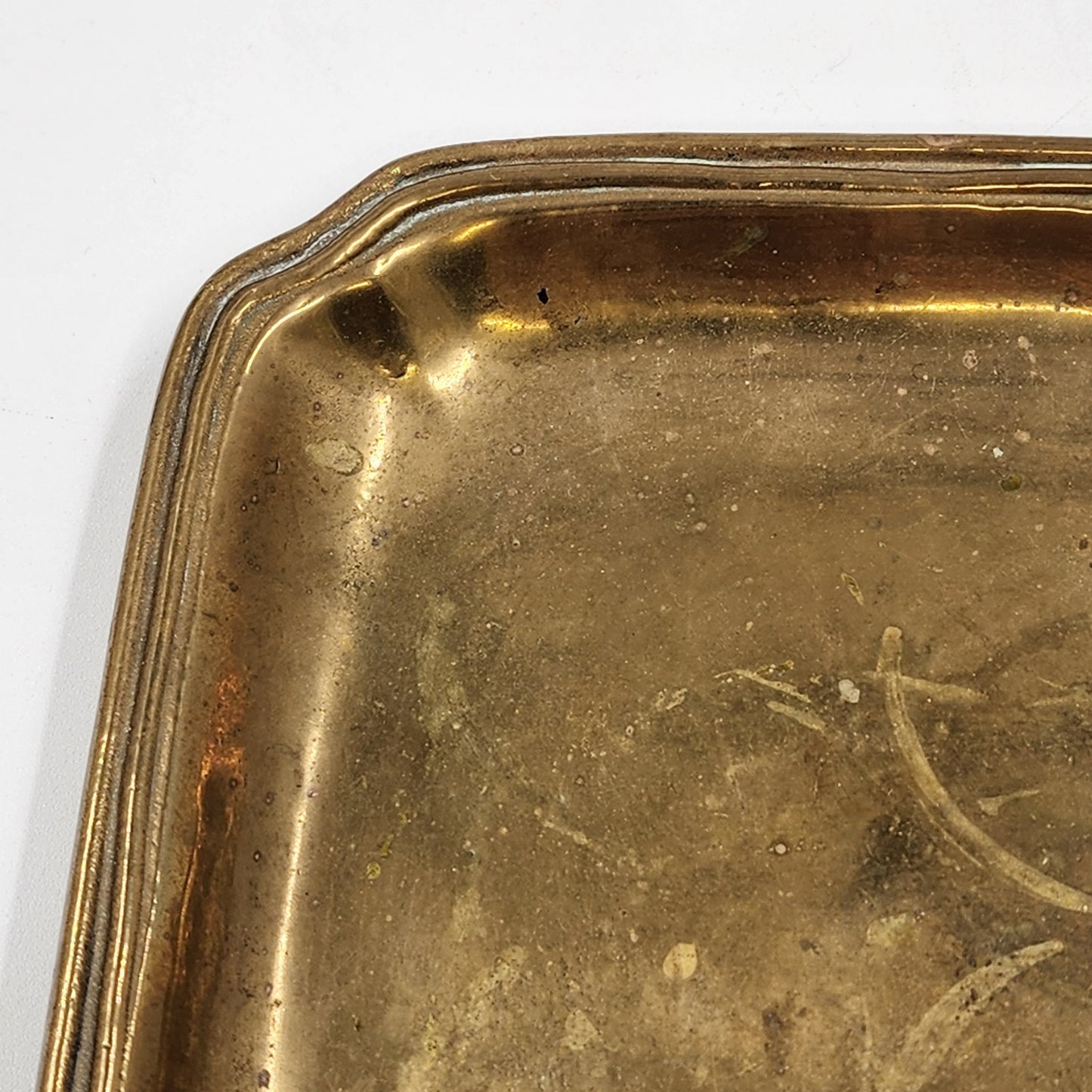 Italian Square Serving Wall Gold Plate Solid Cast Brass 6" with Double Rim Edge