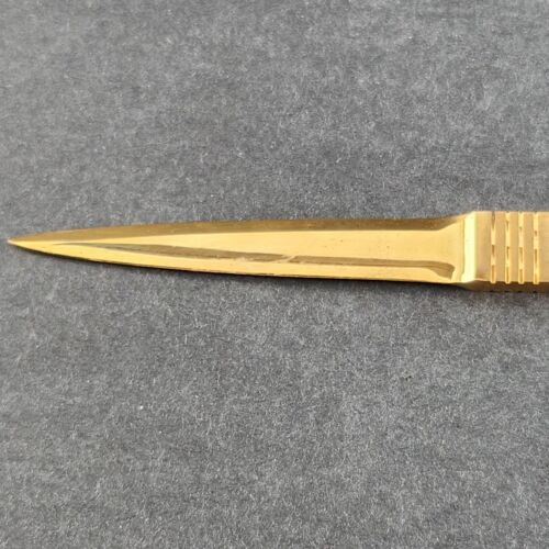 Solid Brass Letter Opener 7” Long Double Edge Vintage Elegant Coal Rep Intl