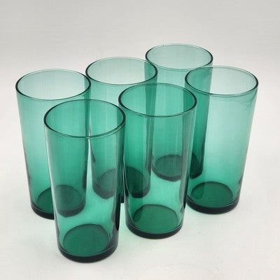 Set 6 Libbey Emerald Green Tall Tumbler Iced Tea Glasses Drinkware 6.25"x3.25"