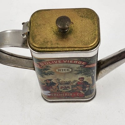 Vercherin Olive Oil Tin Can Huile D'Olive Vierge Clarifiee France w Spout 5.5"