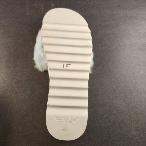 Koolaburra by UGG Womens Sz 11 Fuzz-ah Slide Slipper Pastel White Lug Sole New