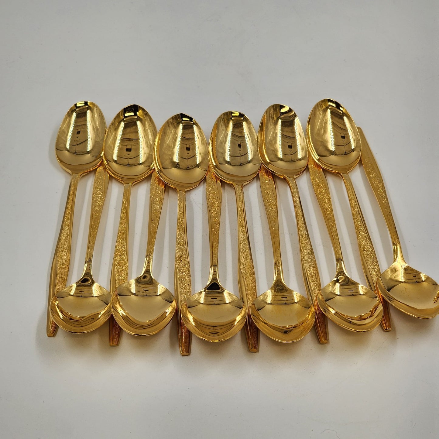 JH Carlyle 41 Pc 12 Place Setting Golden Bouquet Flatware Set w/ Large Maple Case