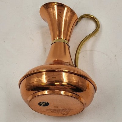 Lombard Copper Pitcher Made in England 6.5" Tall Decorative Jug Vase