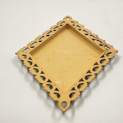 Set 4 Homco Diamond Cameo Wall Plaques Gold & Turquoise Decor Rare Mid Century
