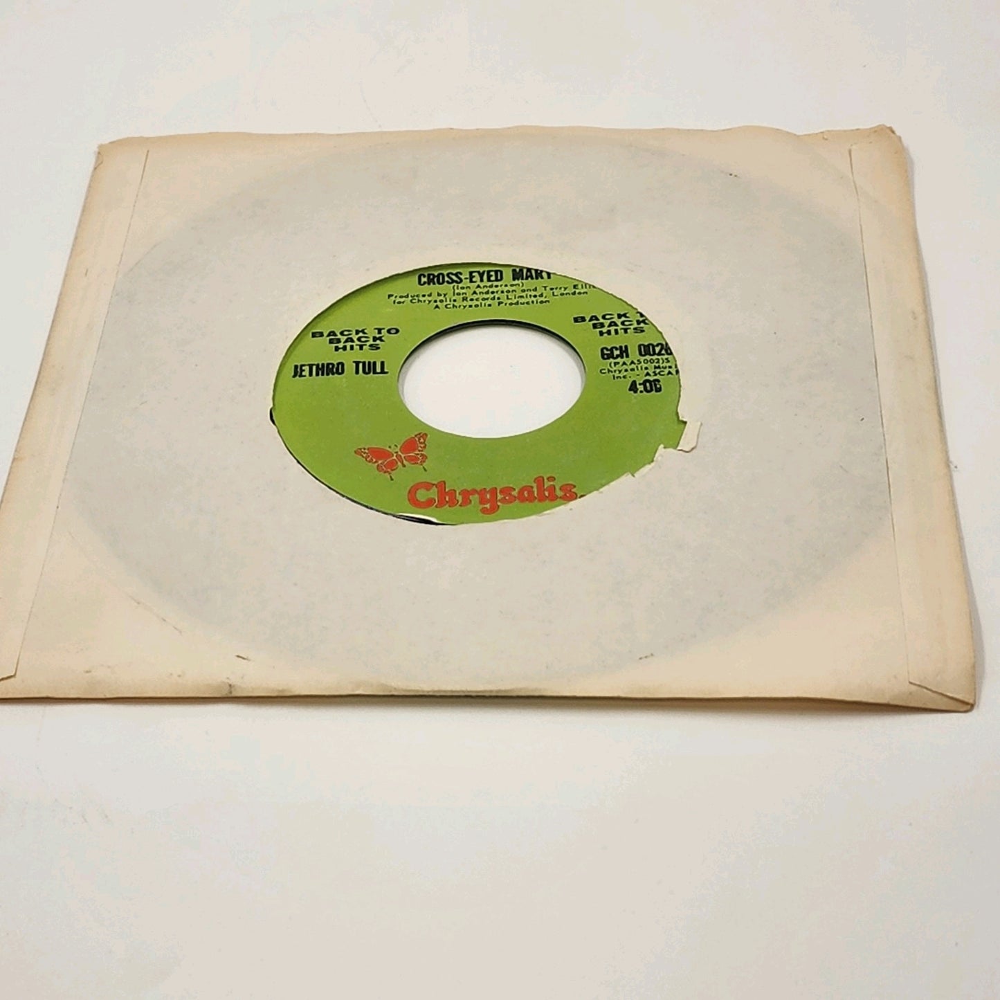 Jethro Tull Chrysalis Records Living In The Past/Cross-Eyed Mary 45 RPM Vinyl 7”