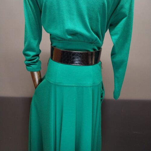 Anthony Norman Wool Green Swing Dress Long Sleeve Button to Waist SZ 6 Belted