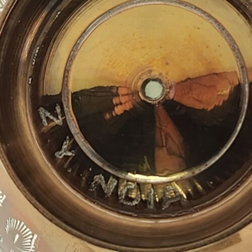 Etched Brass Floral Trumpet Vase Stamped ZY India X" Tall x 4" Across