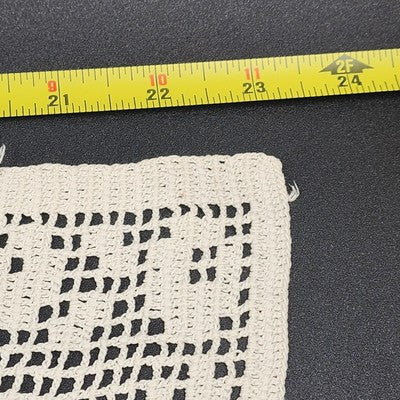 Handmade String Crochet Thread Floral Motif Wavy Edge Tablecloth Scarf Scarves