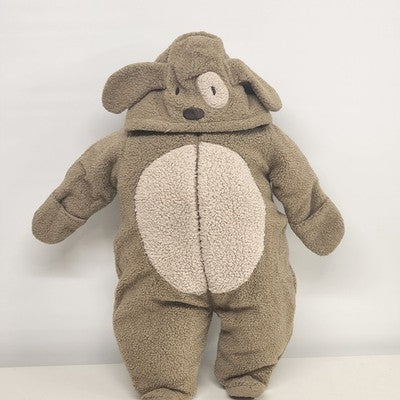 Koala Baby Boutique Unisex Kid's Beige and Cream Snow Suit with Footies Fleece