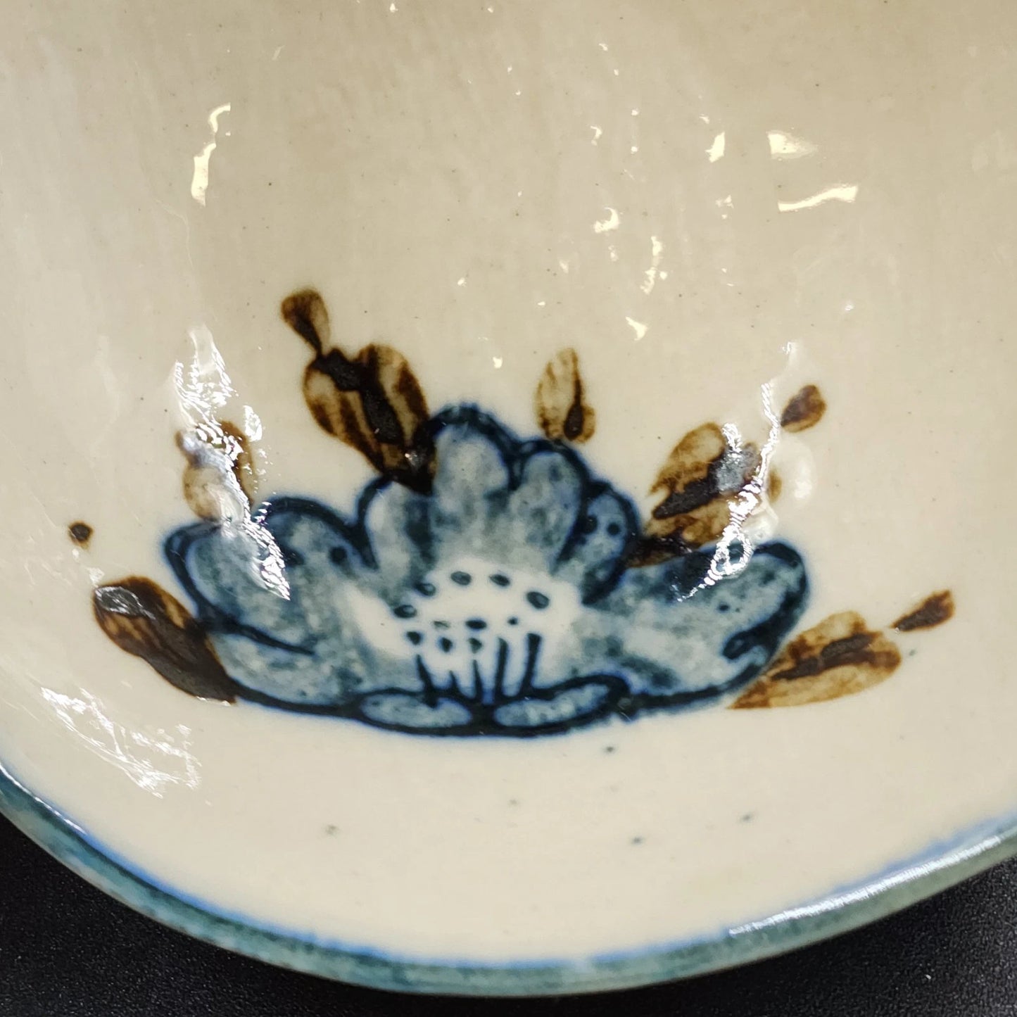 3 Japanese Ceramic Tonsui Bowls Blue Floral Hand Painted Porcelain Nabe Hot Pot