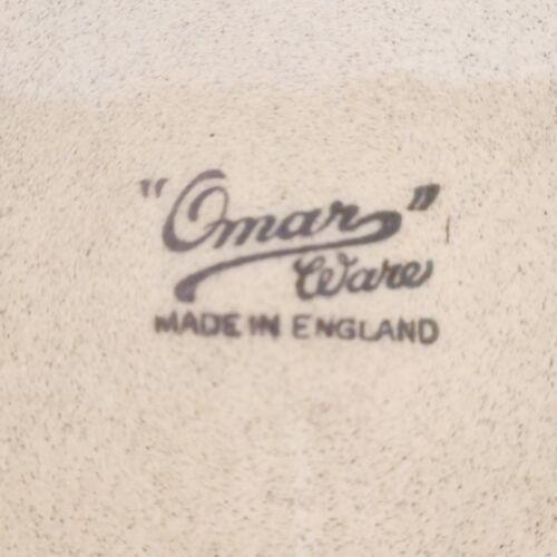 Omar Ware English Stoneware Snack Plate 7.5" Beige w/ Orange Trim England