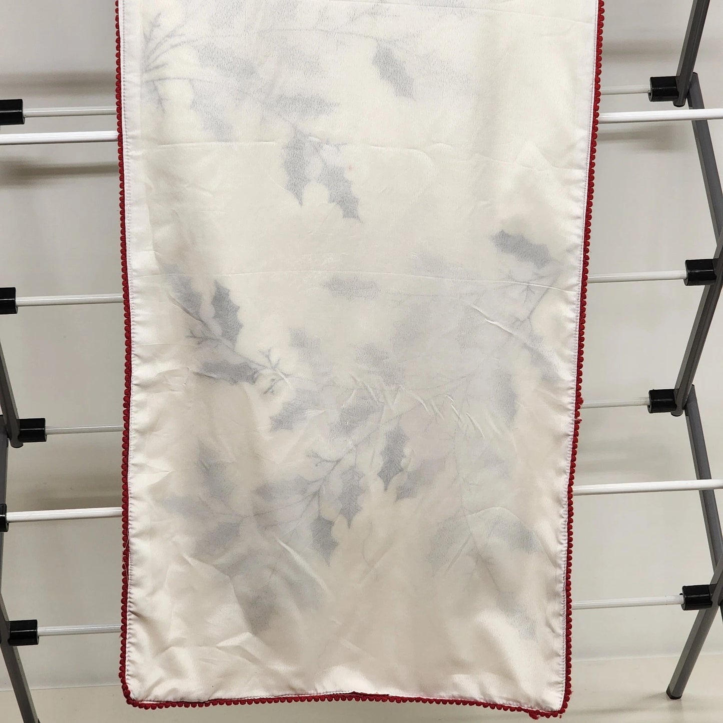 Artisan NY Home Table Runner Holly Bough Embroidered Red Trim 72"x18" Holiday