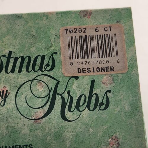 Christmas Ornament Glass Krebs Gold Chiffon 5 Pack Crimson Vintage Boxed 2.5"d