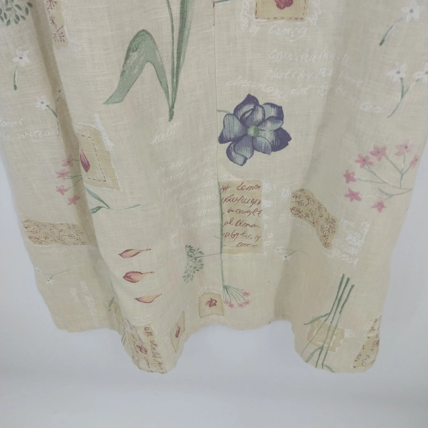 Sweet Jessie Linen Maxi Dress Large Yellow Floral Botanical Sleeveless Petite