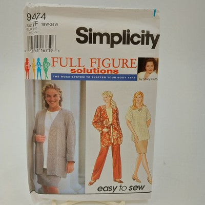 Simplicity 9474 Uncut Sewing Pattern 18W-24W Pants Skirt Tunic Top Vintage
