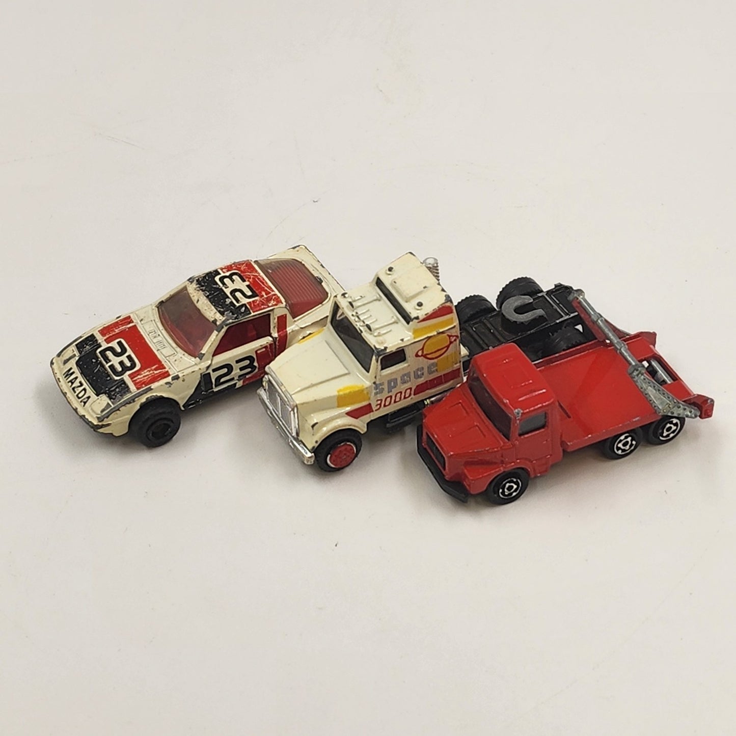3 Majorette Dicast Cars Toy Collection MAZDA #23 SPACE 3000 MULTI BENNE France