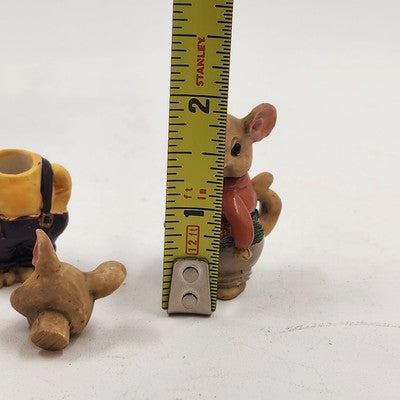 8 pcs Mini Mice Mouse Miniature Tea Set 4" Resin Vintage 1990s Collectible China