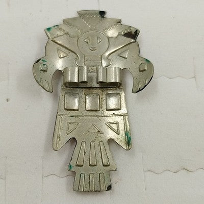 Bell Trading Post Bolo Tie Faux Turquoise Kachina Nickel Silver Tone 2.25'' SW