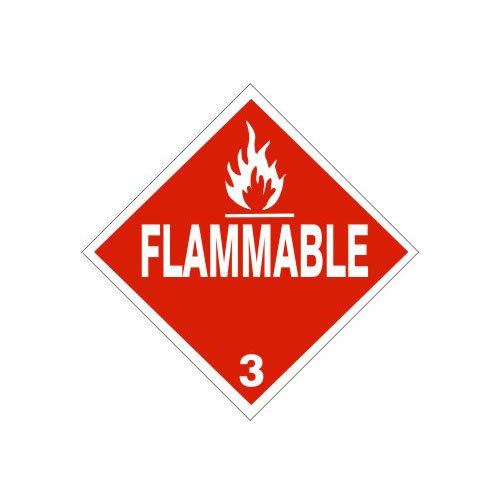 FLAMMABLE Liquids Placard Sign Vinyl Adhesive Hazardous Materials D.O.T. HM-206 Hazard Class 3 10-3/4"x10-3/4" DOT-26804