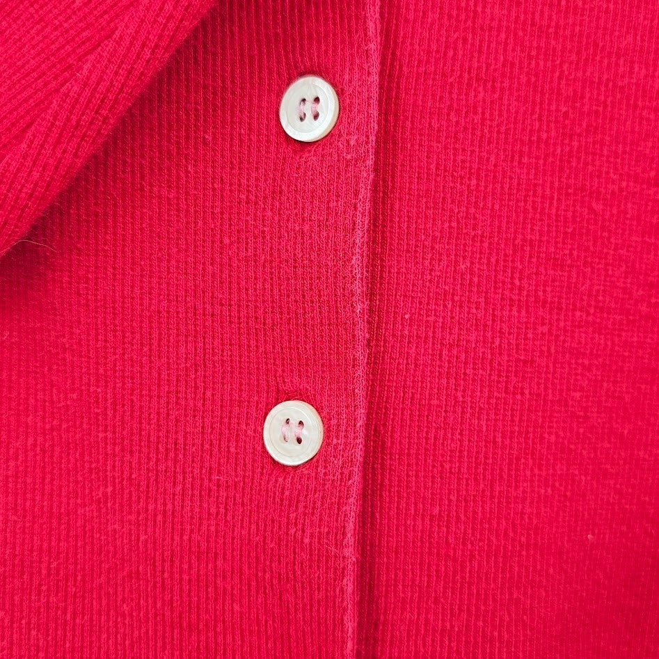 Vintage 90s The Limited Sweater Women’s L Red Button Front Collared Cotton Made in Korea