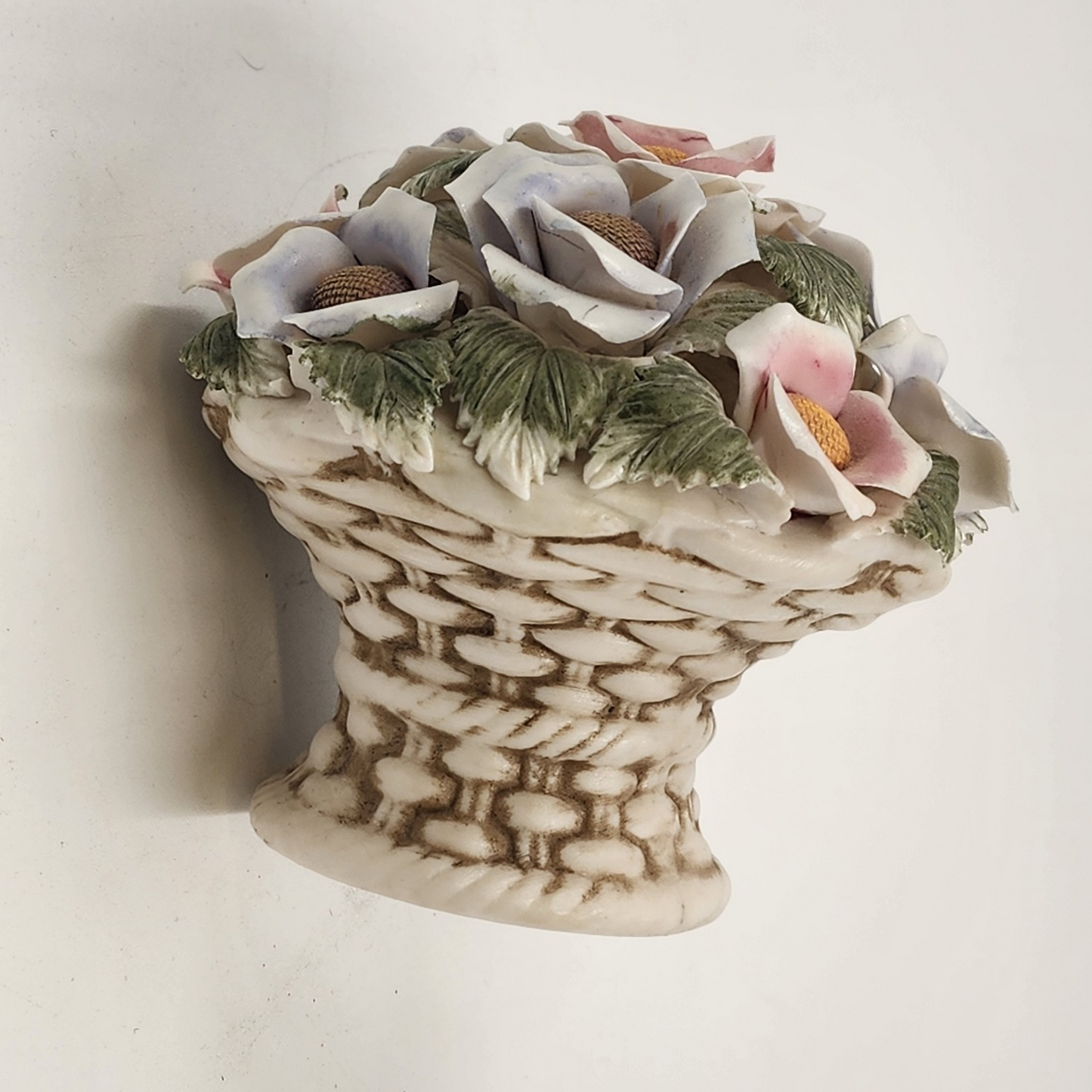 Handcrafted Italian Capodimonte Multicolor Floral Porcelain Decorative Art Vase